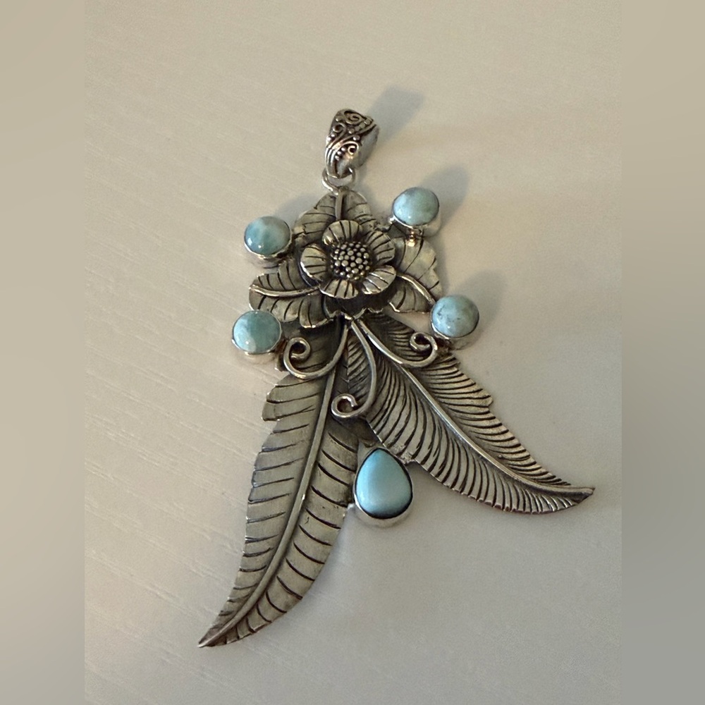 Larimar & Sterling Silver Pendant Charm